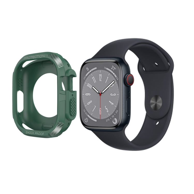 Carbon Fiber Shockproof Case For Apple Watch Series 9 / 8 / 7 45mm(Green) by buy2fix