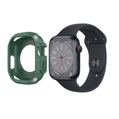 Carbon Fiber Shockproof Case For Apple Watch Series 9 / 8 / 7 45mm(Green) by buy2fix