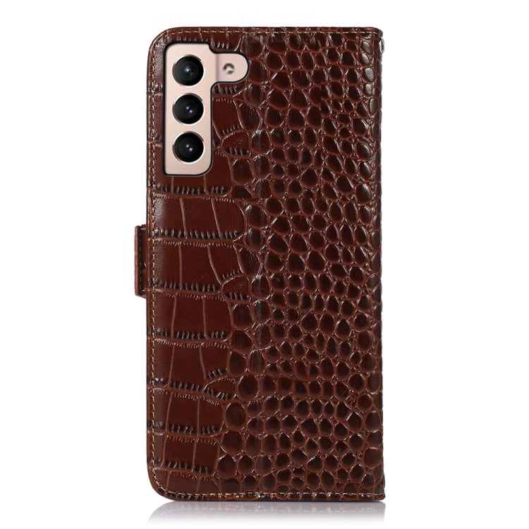 For Samsung Galaxy S23 5G Crocodile Top Layer Cowhide Leather Phone Case(Brown) - Galaxy S23 5G Cases by buy2fix | Online Shopping UK | buy2fix