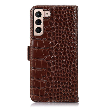 For Samsung Galaxy S23 5G Crocodile Top Layer Cowhide Leather Phone Case(Brown) - Galaxy S23 5G Cases by buy2fix | Online Shopping UK | buy2fix