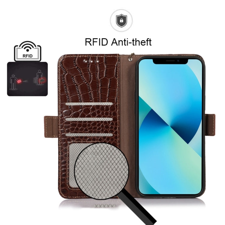 For Samsung Galaxy S23 5G Crocodile Top Layer Cowhide Leather Phone Case(Brown) - Galaxy S23 5G Cases by buy2fix | Online Shopping UK | buy2fix