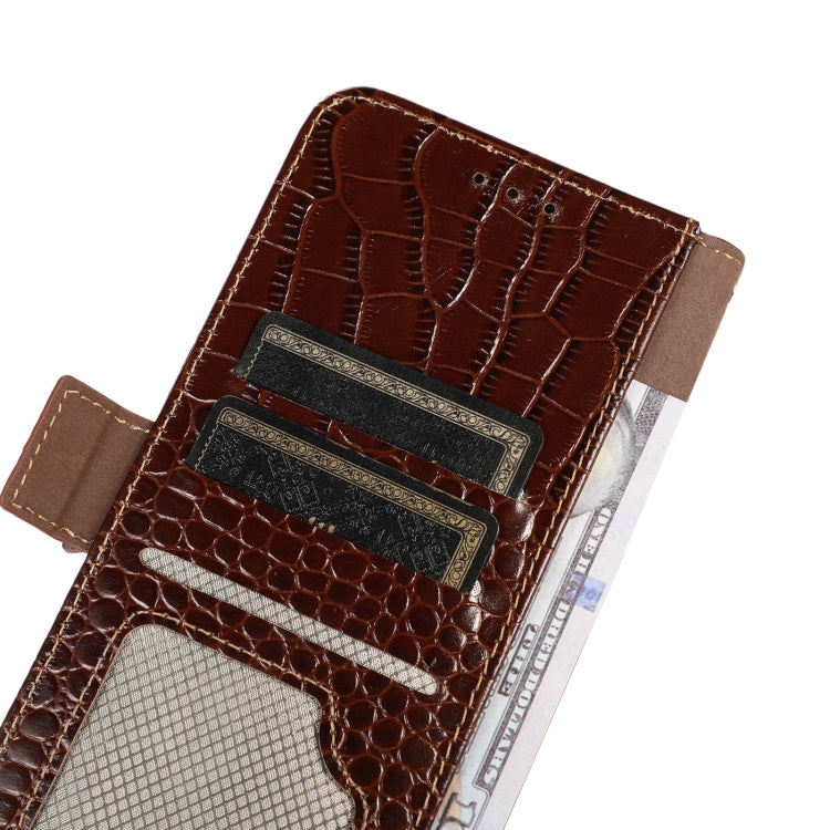 For Samsung Galaxy S23 5G Crocodile Top Layer Cowhide Leather Phone Case(Brown) - Galaxy S23 5G Cases by buy2fix | Online Shopping UK | buy2fix
