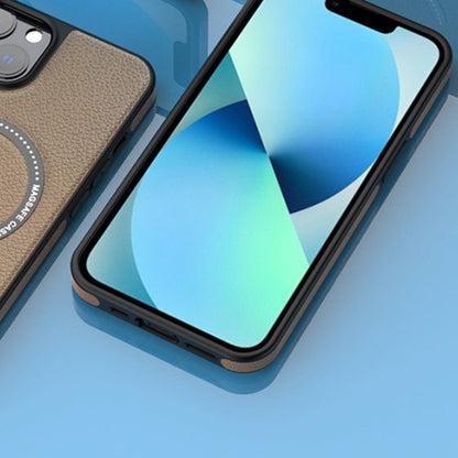 For iPhone 12 Pro Max Leather MagSafe Magnetic Phone Case(Blue Grey White) by buy2fix