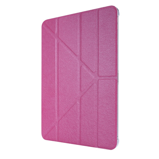 For iPad Air 13 2024 / 2025 / Pro 12.9 2020 Silk Texture Horizontal Deformation Flip Leather Tablet Case with Three-folding Holder(Rose Red) - iPad Pro 12.9 (2020) Cases by buy2fix | Online Shopping UK | buy2fix