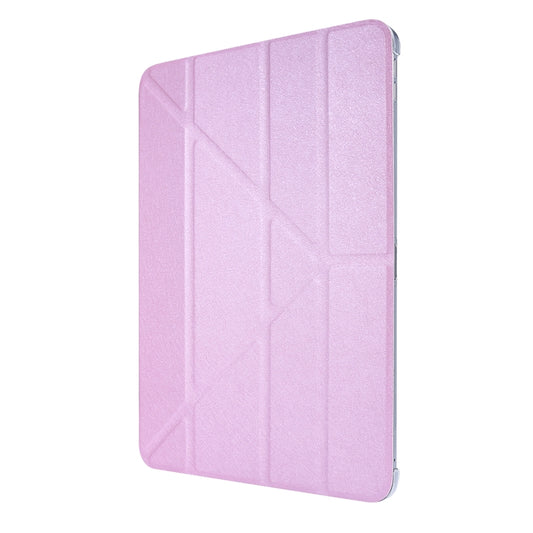 For iPad Air 13 2024 / 2025 / Pro 12.9 2020 Silk Texture Horizontal Deformation Flip Leather Tablet Case with Three-folding Holder(Pink) - iPad Pro 12.9 (2020) Cases by buy2fix | Online Shopping UK | buy2fix