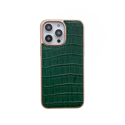 For iPhone 13 Pro Max Nano Electroplating Crocodile Texture Genuine Leather Phone Case(Green) - iPhone 13 Pro Max Cases by buy2fix | Online Shopping UK | buy2fix