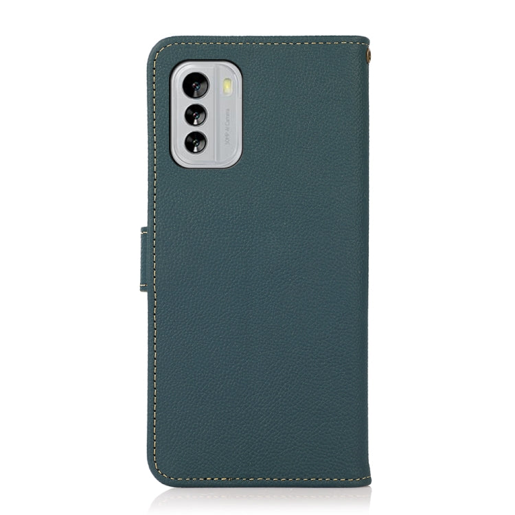 For Nokia G60 5G KHAZNEH Custer Genuine Leather RFID Phone Case(Green) - Nokia Cases by buy2fix | Online Shopping UK | buy2fix