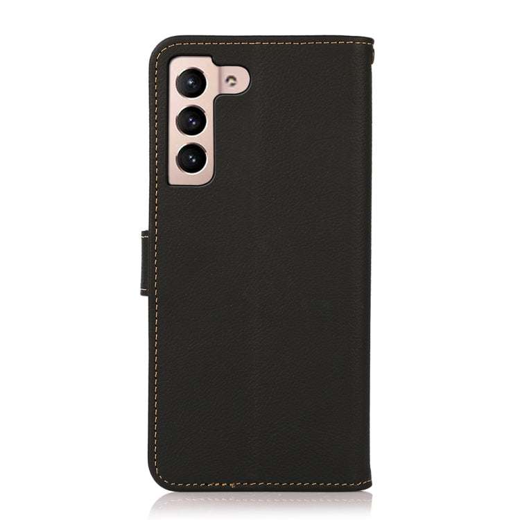 For Samsung Galaxy S23 5G KHAZNEH Custer Genuine Leather RFID Phone Case(Black) - Galaxy S23 5G Cases by buy2fix | Online Shopping UK | buy2fix