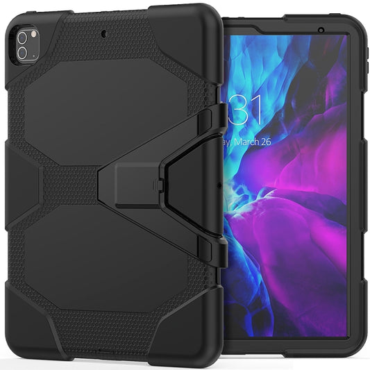 For iPad Pro 12.9 inch (2020) Shockproof Colorful Silicon + PC Protective Tablet Case with Holder & Shoulder Strap & Hand Strap (Black) - iPad Pro 12.9 (2020) Cases by buy2fix | Online Shopping UK | buy2fix