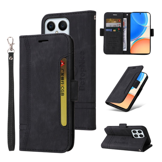 For Honor X8 5G / X6 BETOPNICE Dual-side Buckle Leather Phone Case(Black)