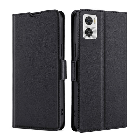 For Motorola Moto E22/E22i Ultra-thin Voltage Side Buckle Horizontal Flip Leather Phone Case(Black)