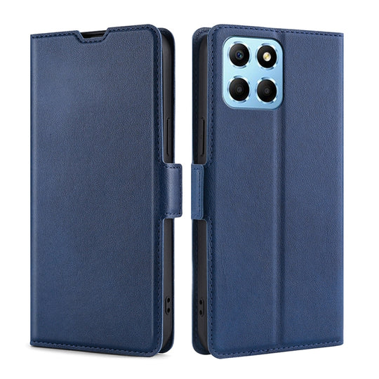 For Honor X8 5G/X6 Ultra-thin Voltage Side Buckle Horizontal Flip Leather Phone Case(Blue)