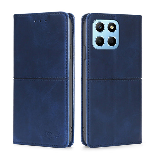 For Honor X8 5G/X6 Cow Texture Magnetic Horizontal Flip Leather Phone Case(Blue)