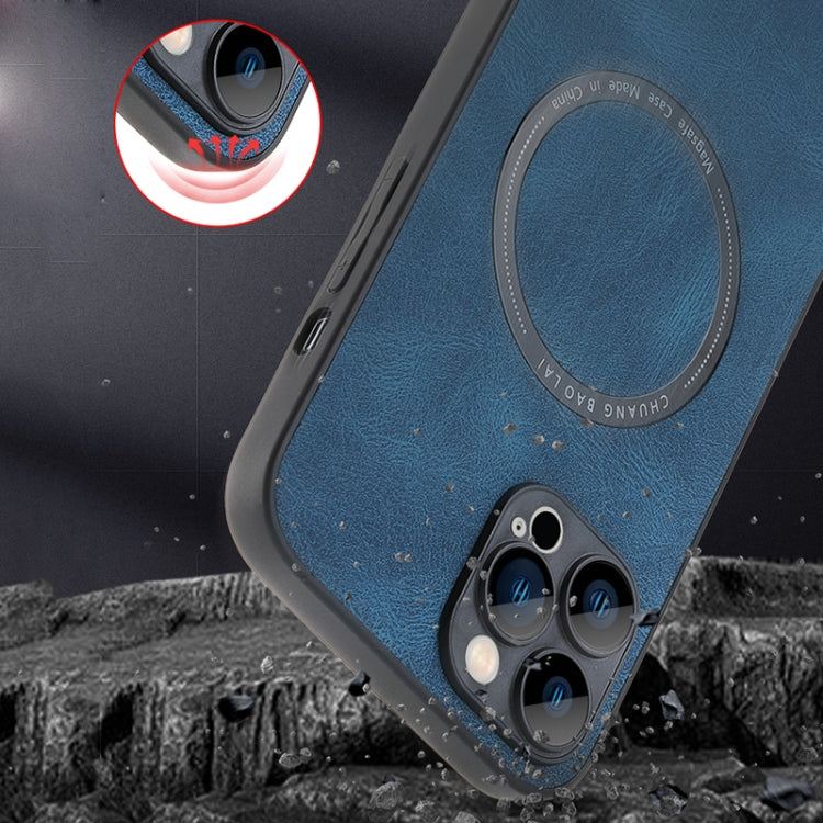 For iPhone 14 Leather Texture Magsafe Phone Case(Black) by buy2fix