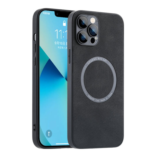 For iPhone 13 Pro Leather Texture Magsafe Phone Case(Black) - iPhone 13 Pro Cases by buy2fix | Online Shopping UK | buy2fix