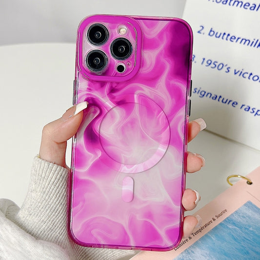 For iPhone 14 Plus Marble Dual-side Laminating Magsafe Phone Case(Purpel) - iPhone 14 Plus Cases by buy2fix | Online Shopping UK | buy2fix