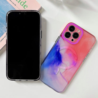 For iPhone 14 Plus Marble Dual-side Laminating Magsafe Phone Case(Sky Blue) - iPhone 14 Plus Cases by buy2fix | Online Shopping UK | buy2fix