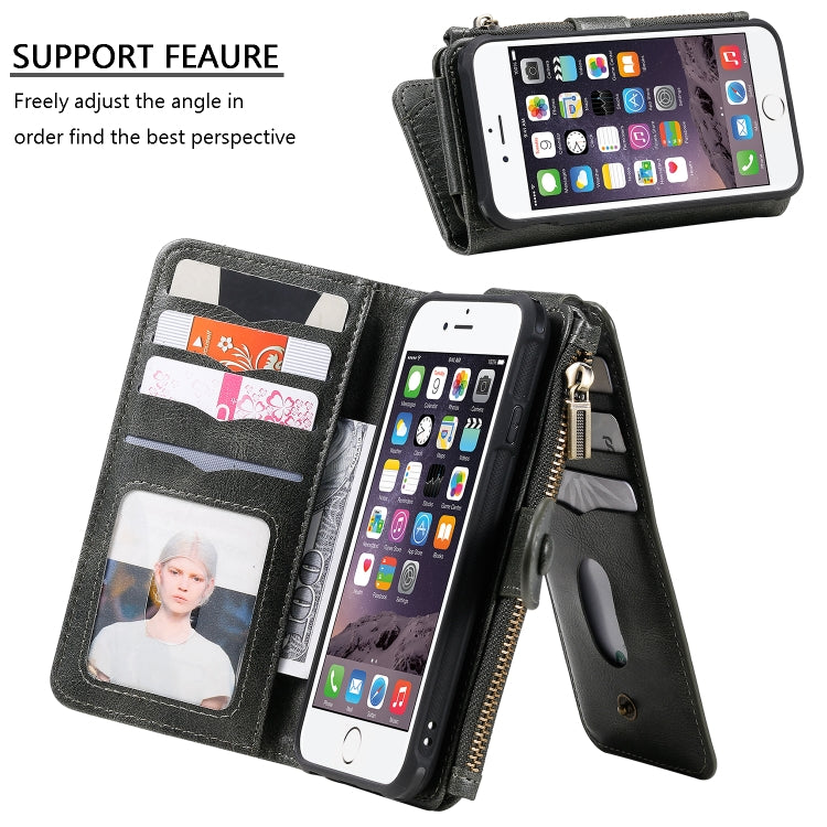 For iPhone 6 / 7 / 8 Multifunctional Retro Detachable Magnetic Horizontal Flip Leather Case with Card Slots & Holder & Wallet & Photo Frame(Dark Green) - More iPhone Cases by buy2fix | Online Shopping UK | buy2fix