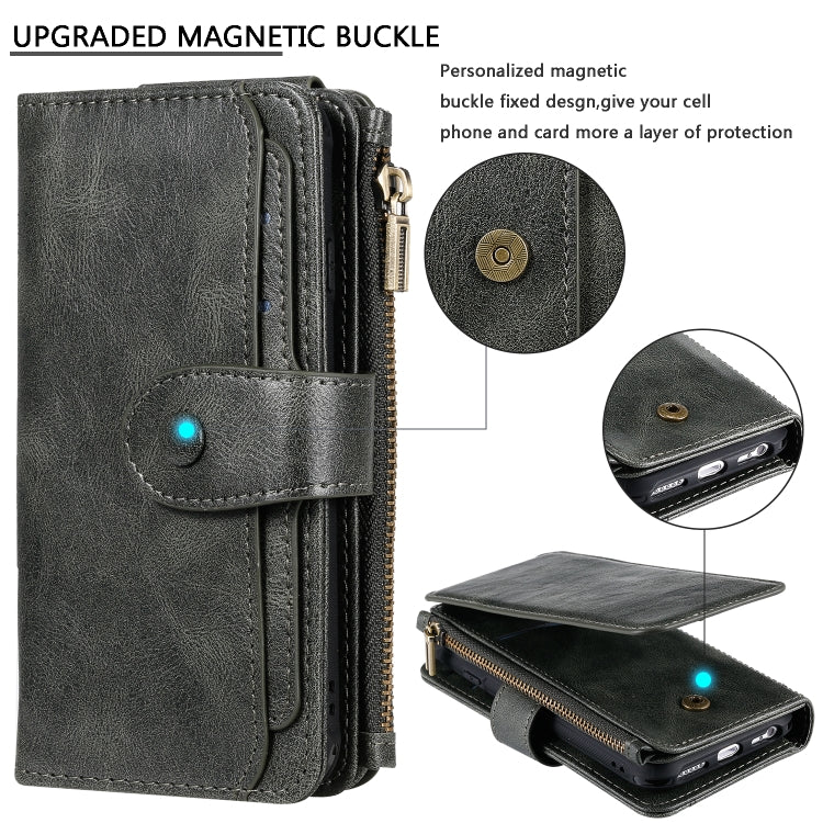 For iPhone 6 / 7 / 8 Multifunctional Retro Detachable Magnetic Horizontal Flip Leather Case with Card Slots & Holder & Wallet & Photo Frame(Dark Green) - More iPhone Cases by buy2fix | Online Shopping UK | buy2fix