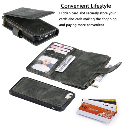 For iPhone 6 / 7 / 8 Multifunctional Retro Detachable Magnetic Horizontal Flip Leather Case with Card Slots & Holder & Wallet & Photo Frame(Dark Green) - More iPhone Cases by buy2fix | Online Shopping UK | buy2fix