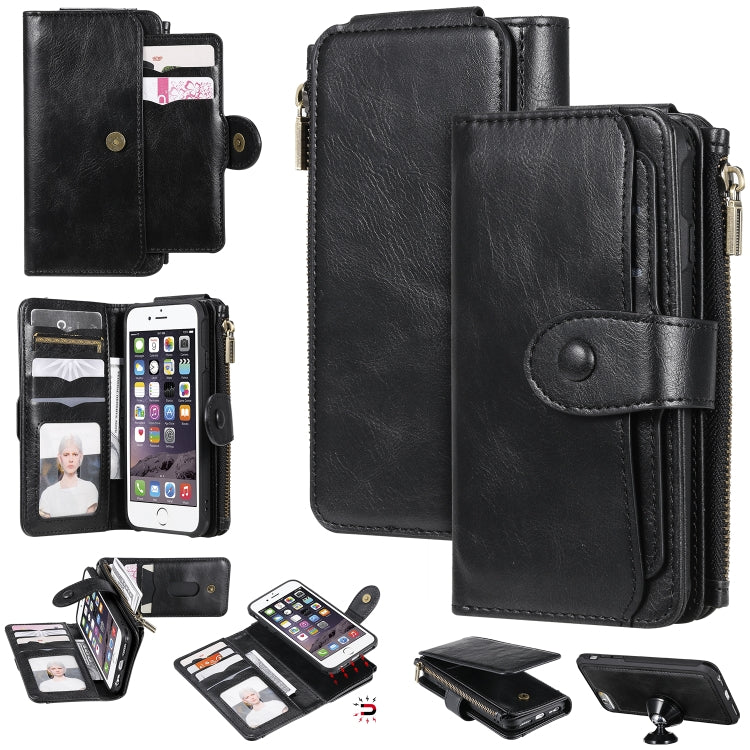 For iPhone 6 / 7 / 8 Multifunctional Retro Detachable Magnetic Horizontal Flip Leather Case with Card Slots & Holder & Wallet & Photo Frame(Black) - More iPhone Cases by buy2fix | Online Shopping UK | buy2fix