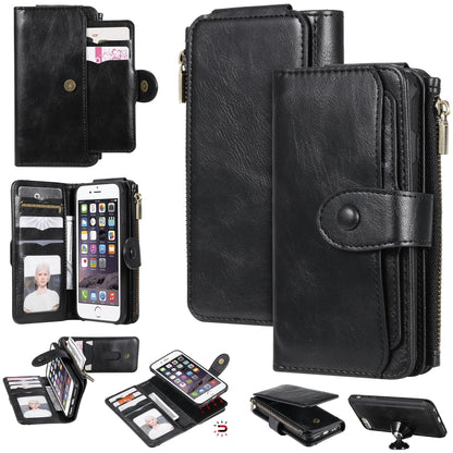 For iPhone 6 / 7 / 8 Multifunctional Retro Detachable Magnetic Horizontal Flip Leather Case with Card Slots & Holder & Wallet & Photo Frame(Black) - More iPhone Cases by buy2fix | Online Shopping UK | buy2fix