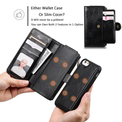 For iPhone 6 / 7 / 8 Multifunctional Retro Detachable Magnetic Horizontal Flip Leather Case with Card Slots & Holder & Wallet & Photo Frame(Black) - More iPhone Cases by buy2fix | Online Shopping UK | buy2fix