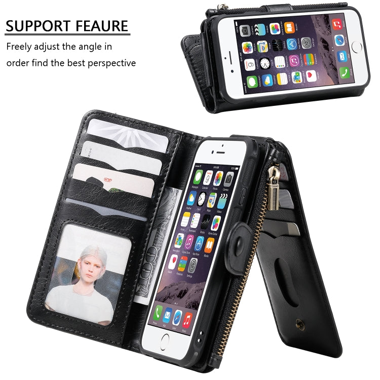 For iPhone 6 / 7 / 8 Multifunctional Retro Detachable Magnetic Horizontal Flip Leather Case with Card Slots & Holder & Wallet & Photo Frame(Black) - More iPhone Cases by buy2fix | Online Shopping UK | buy2fix