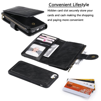 For iPhone 6 / 7 / 8 Multifunctional Retro Detachable Magnetic Horizontal Flip Leather Case with Card Slots & Holder & Wallet & Photo Frame(Black) - More iPhone Cases by buy2fix | Online Shopping UK | buy2fix