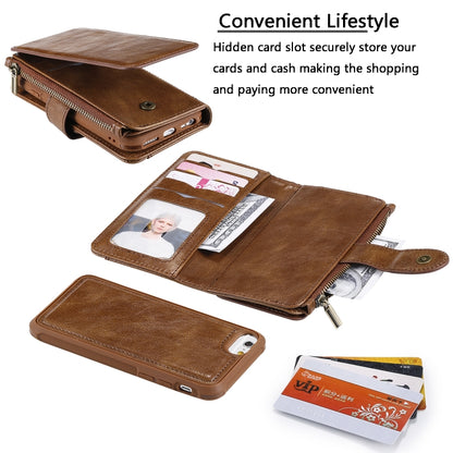 For iPhone 6 / 7 / 8 Multifunctional Retro Detachable Magnetic Horizontal Flip Leather Case with Card Slots & Holder & Wallet & Photo Frame(Brown) - More iPhone Cases by buy2fix | Online Shopping UK | buy2fix