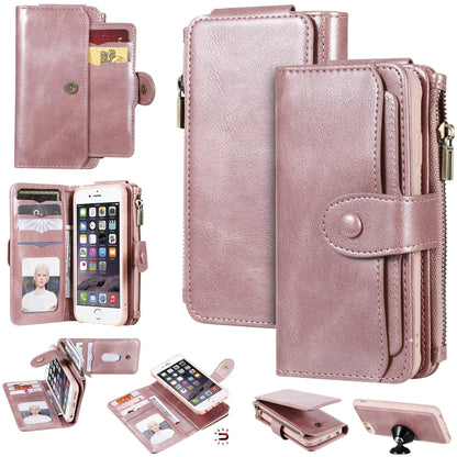 For iPhone 6 / 7 / 8 Multifunctional Retro Detachable Magnetic Horizontal Flip Leather Case with Card Slots & Holder & Wallet & Photo Frame(Rose Gold) - More iPhone Cases by buy2fix | Online Shopping UK | buy2fix