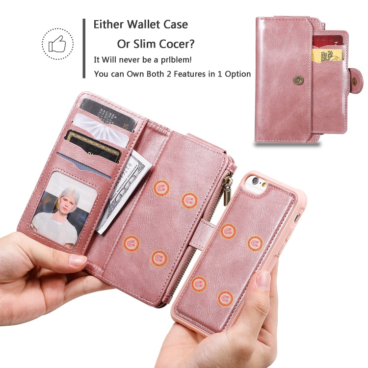 For iPhone 6 / 7 / 8 Multifunctional Retro Detachable Magnetic Horizontal Flip Leather Case with Card Slots & Holder & Wallet & Photo Frame(Rose Gold) - More iPhone Cases by buy2fix | Online Shopping UK | buy2fix