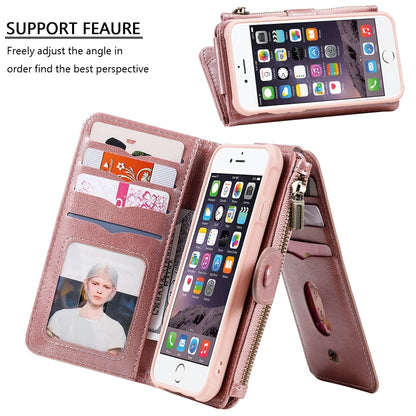 For iPhone 6 / 7 / 8 Multifunctional Retro Detachable Magnetic Horizontal Flip Leather Case with Card Slots & Holder & Wallet & Photo Frame(Rose Gold) - More iPhone Cases by buy2fix | Online Shopping UK | buy2fix