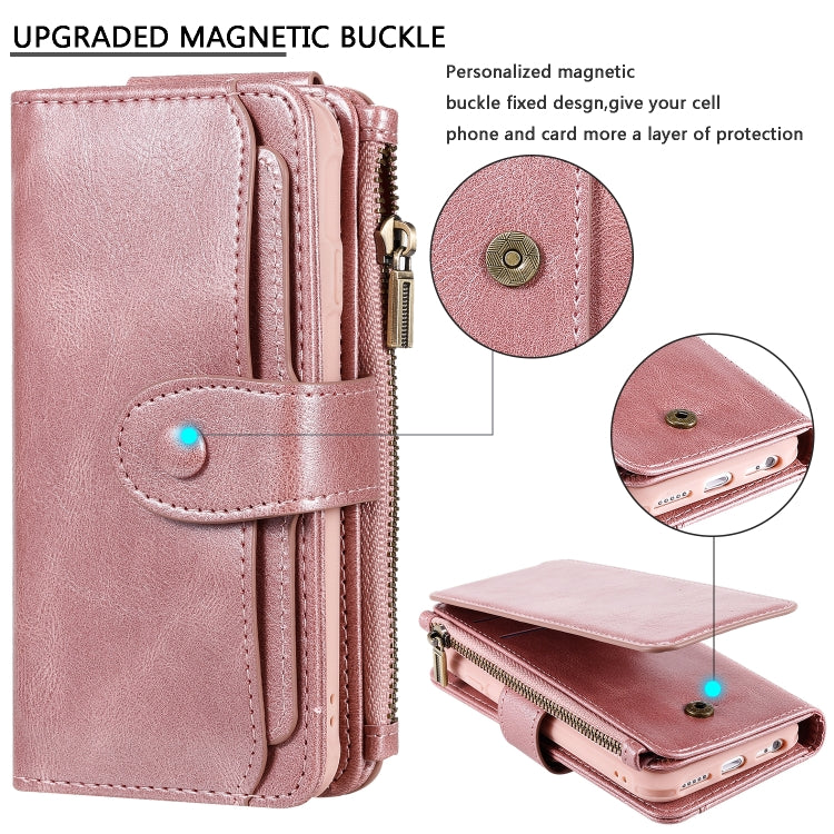 For iPhone 6 / 7 / 8 Multifunctional Retro Detachable Magnetic Horizontal Flip Leather Case with Card Slots & Holder & Wallet & Photo Frame(Rose Gold) - More iPhone Cases by buy2fix | Online Shopping UK | buy2fix