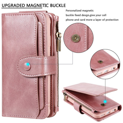 For iPhone 6 / 7 / 8 Multifunctional Retro Detachable Magnetic Horizontal Flip Leather Case with Card Slots & Holder & Wallet & Photo Frame(Rose Gold) - More iPhone Cases by buy2fix | Online Shopping UK | buy2fix