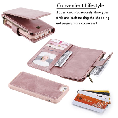 For iPhone 6 / 7 / 8 Multifunctional Retro Detachable Magnetic Horizontal Flip Leather Case with Card Slots & Holder & Wallet & Photo Frame(Rose Gold) - More iPhone Cases by buy2fix | Online Shopping UK | buy2fix