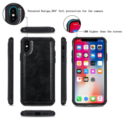 For iPhone X / XS Multifunctional Retro Detachable Magnetic Horizontal Flip Leather Case with Card Slots & Holder & Wallet & Photo Frame(Black) - More iPhone Cases by buy2fix | Online Shopping UK | buy2fix