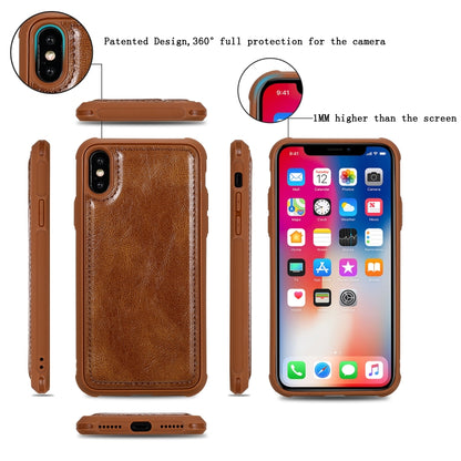 For iPhone X / XS Multifunctional Retro Detachable Magnetic Horizontal Flip Leather Case with Card Slots & Holder & Wallet & Photo Frame(Brown) - More iPhone Cases by buy2fix | Online Shopping UK | buy2fix