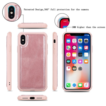For iPhone X / XS Multifunctional Retro Detachable Magnetic Horizontal Flip Leather Case with Card Slots & Holder & Wallet & Photo Frame(Rose Gold) - More iPhone Cases by buy2fix | Online Shopping UK | buy2fix