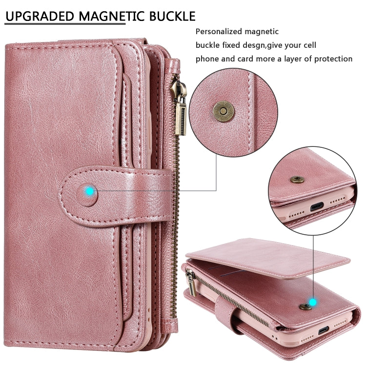 For iPhone X / XS Multifunctional Retro Detachable Magnetic Horizontal Flip Leather Case with Card Slots & Holder & Wallet & Photo Frame(Rose Gold) - More iPhone Cases by buy2fix | Online Shopping UK | buy2fix