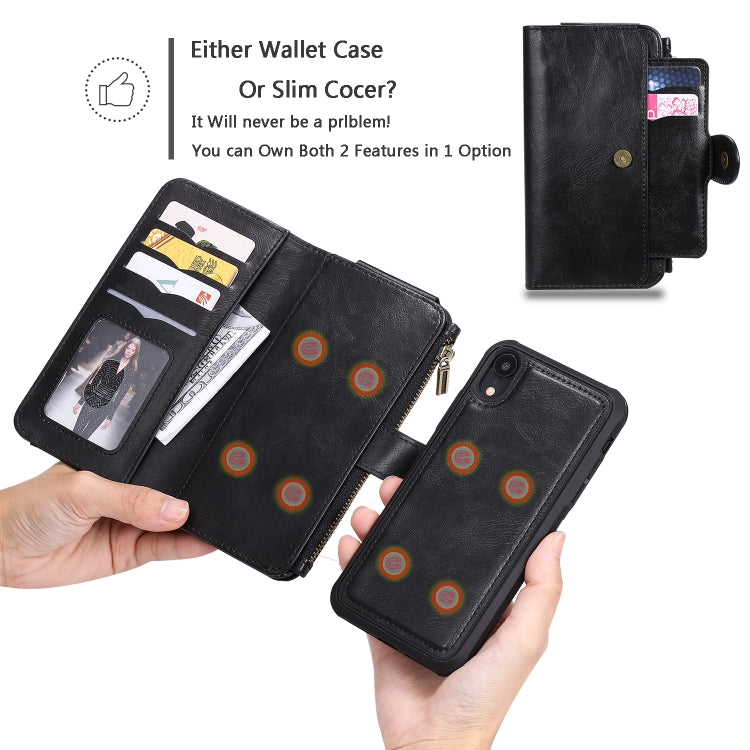 For iPhone XR Multifunctional Retro Detachable Magnetic Horizontal Flip Leather Case with Card Slots & Holder & Wallet & Photo Frame(Black) - More iPhone Cases by buy2fix | Online Shopping UK | buy2fix