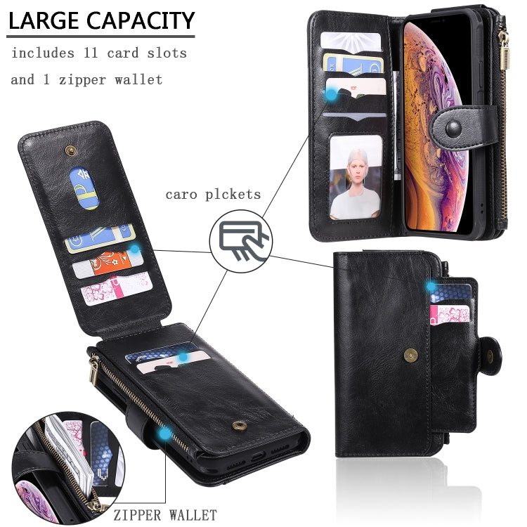 For iPhone XR Multifunctional Retro Detachable Magnetic Horizontal Flip Leather Case with Card Slots & Holder & Wallet & Photo Frame(Black) - More iPhone Cases by buy2fix | Online Shopping UK | buy2fix