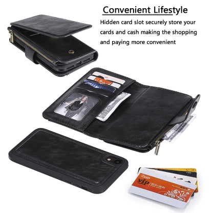 For iPhone XR Multifunctional Retro Detachable Magnetic Horizontal Flip Leather Case with Card Slots & Holder & Wallet & Photo Frame(Black) - More iPhone Cases by buy2fix | Online Shopping UK | buy2fix