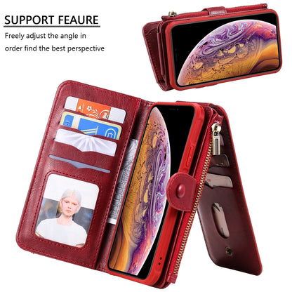 For iPhone XR Multifunctional Retro Detachable Magnetic Horizontal Flip Leather Case with Card Slots & Holder & Wallet & Photo Frame(Red) - More iPhone Cases by buy2fix | Online Shopping UK | buy2fix