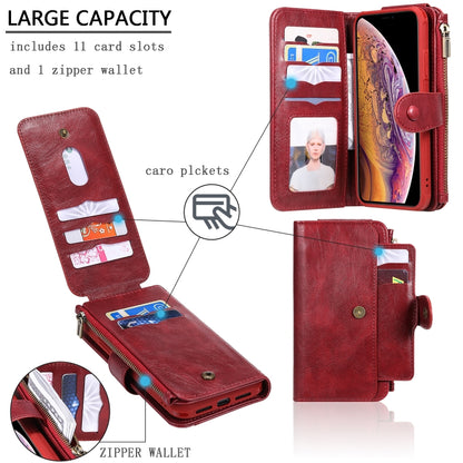 For iPhone XR Multifunctional Retro Detachable Magnetic Horizontal Flip Leather Case with Card Slots & Holder & Wallet & Photo Frame(Red) - More iPhone Cases by buy2fix | Online Shopping UK | buy2fix