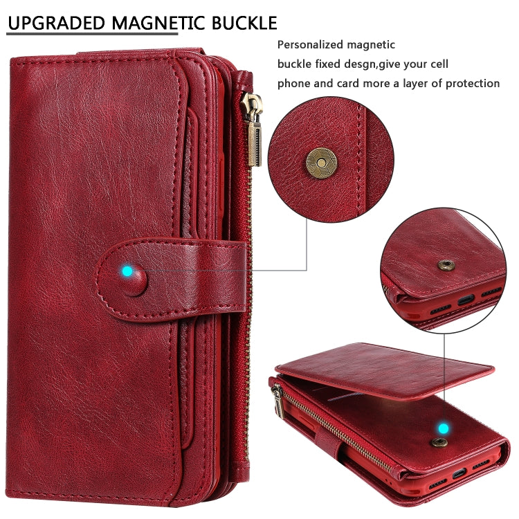 For iPhone XR Multifunctional Retro Detachable Magnetic Horizontal Flip Leather Case with Card Slots & Holder & Wallet & Photo Frame(Red) - More iPhone Cases by buy2fix | Online Shopping UK | buy2fix