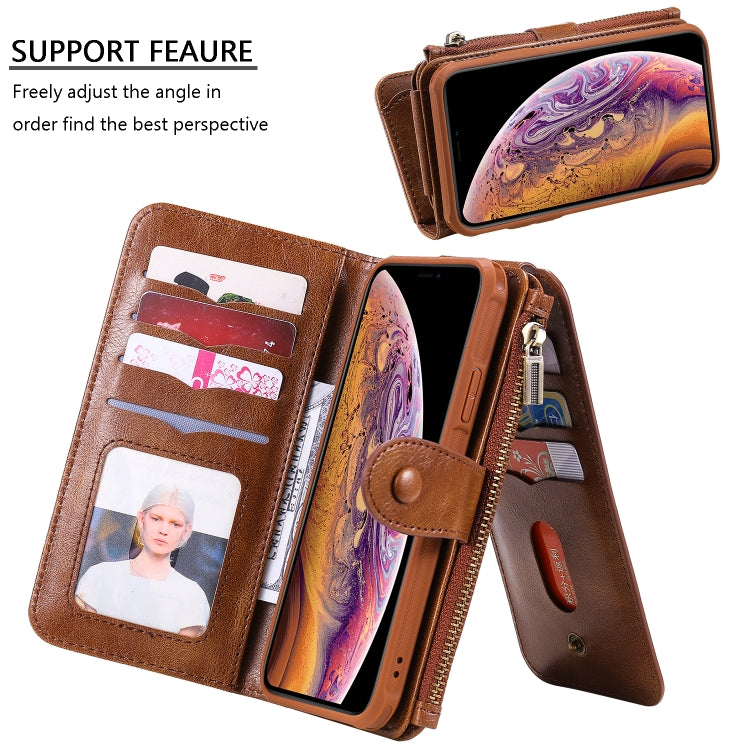 For iPhone XR Multifunctional Retro Detachable Magnetic Horizontal Flip Leather Case with Card Slots & Holder & Wallet & Photo Frame(Brown) - More iPhone Cases by buy2fix | Online Shopping UK | buy2fix