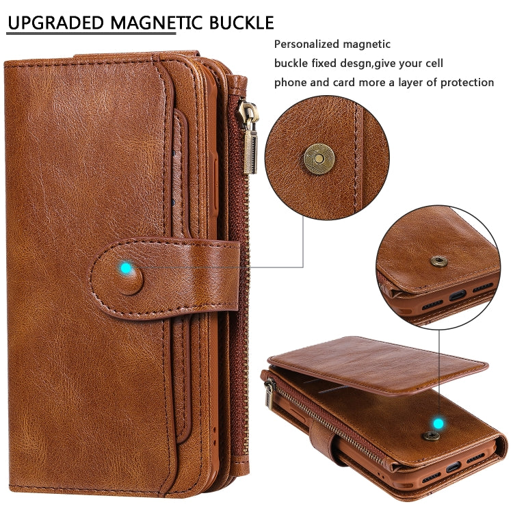 For iPhone XR Multifunctional Retro Detachable Magnetic Horizontal Flip Leather Case with Card Slots & Holder & Wallet & Photo Frame(Brown) - More iPhone Cases by buy2fix | Online Shopping UK | buy2fix