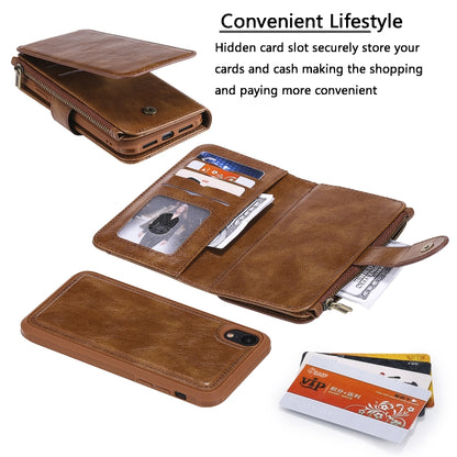For iPhone XR Multifunctional Retro Detachable Magnetic Horizontal Flip Leather Case with Card Slots & Holder & Wallet & Photo Frame(Brown) - More iPhone Cases by buy2fix | Online Shopping UK | buy2fix