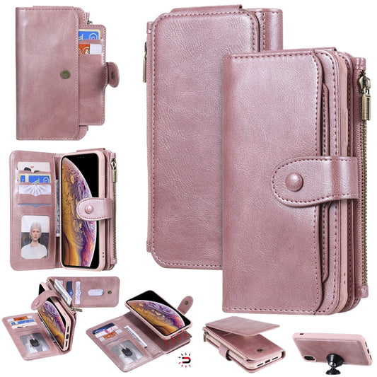 For iPhone XR Multifunctional Retro Detachable Magnetic Horizontal Flip Leather Case with Card Slots & Holder & Wallet & Photo Frame(Rose Gold) - More iPhone Cases by buy2fix | Online Shopping UK | buy2fix